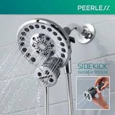 Shop Peerless Sidekick Shower System Chrome 4 Spray Shower Head With Handheld Shower At Lowes Com Shower Heads Shower Systems Hand Held Shower