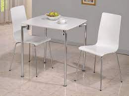 Gate legged dining tables have been around for a long time now, and they still provide a good answer for small homes that lack an area in which to set up a long table permanently. Rigma Small Square Dining Kitchen Table With Two Chairs White Gloss Finish