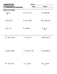 Solving Equations And Inequalities Worksheet Solving Equations Literal Equations Graphing Linear Equations Activities