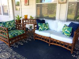 Flipped A Vintage Indoor Loveseat And Chair Set Into An Outdoor Patio Set Using Richloom Fabric Outdoor Loveseat Outdoor Patio Set Patio Inspiration