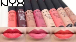 It's lipstick cream that goes on silky but looks soft matte. Nyx Soft Matte Lip Cream Lip Swatches 16 Shades Youtube