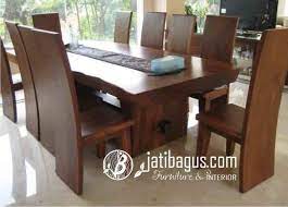 Meja Makan Kayu Trembesi Blok Solid Wood Kayu Meh Meja Makan Modern Ruang Makan Modern Kursi Meja Makan