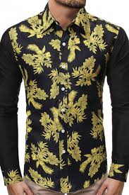 All products (80) sort by. Vintage Style Gold Floral Pattern Turndown Collar Long Sleeve Button Up Slim Fit Black Shirt Beautifulhalo Com