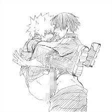 krumbs (dailykrumbs), bakugou katsuki, todoroki shouto, boku no hero  academia, holding person, commentary, highres, 2boys, against wall, anal,  boots, burn scar, censored, clothes pull, greyscale, jacket, legs up,  lineart, long sleeves, looking