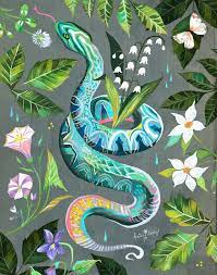 Garden Snake Art Print Nature Wall Art Katie Daisy 8x10 11x14 Nature Art Prints Snake Art Nature Wall Art