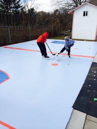 First Ever Skate On This Backyard Smartink Synthetic Ice Rink Featuring The Profast1800 Panel And For A F Synthetic Ice Rink Synthetic Ice Backyard Hockey Rink
