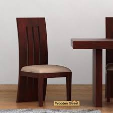 Buy Nancy Dining Chair With Fabric In Mahogany Finish Online At Wooden Street Explore Elegant Dining Chair Design Dining Chairs Dining Chairs Modern Design