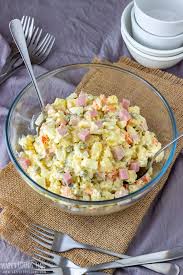 Red onion and sweet pickle relish compliment the ham here. Creamy Potato And Ham Salad Recipe Happy Foods Tube