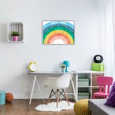 Stupell Industries Kids' Abstract Watercolor Pattern Rainbow Blue Green  Pink, 30 x 24, Design by Daphne Polselli