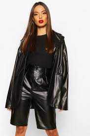 Faux Leather Oversized Jacket Boohoo Oversized Jacket Outfit Oversized Jacket Celebrities Leather Jacket