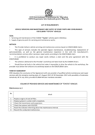 Technical Requirements Toyota