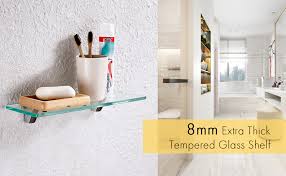 Shelf wooden bath bar bath caddy organise bath tub wine glass phone tablet hold. Kes Glass Shelf Bathroom Shower Shelf 14 Inch 8mm Thick Tempered Glass Wall Mount Rectangular With Polished Chrome Bracket Bgs3202s35 Amazon Co Uk Diy Tools