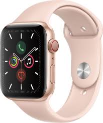 Apple Watch Series 5 Gps Cellular 44mm Gold Aluminum Case With Pink Sand Sport Band Gold Aluminum At T Mww02ll A Best Buy
