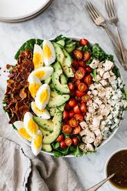 Cobb Salad Is A Classic American Salad With Chicken Bacon Hard Boiled Eggs Tomatoes Avocado L Healthy Salad Recipes Cobb Salad Recipe Good Healthy Recipes