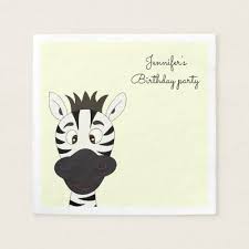 Funny Zebra Cartoon Yellow Kids Name Birthday Paper Napkin Birthday Paper Napkins Birthday Napkins Napkins Funny