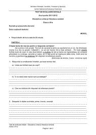 Evaluare Initiala Limba Romana Cls Iii A Test School Worksheets Education