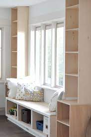 Diy Window Seat And Built Ins Project S Started House Updated Diy Window Seat Window Seat Kitchen Built In Bookcase