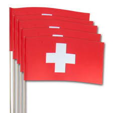 Laden sie lizenzfreie flaggen schweiz, südkoreanische länder, handschlag kooperation, partnerschaft, freundschaft oder teamwettbewerb konzept. Schweiz Flagge Papierfahnen Am Holzstab Sparpreise
