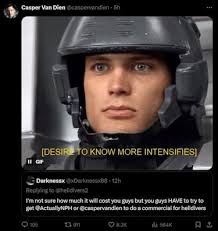 Casper Van Dien ('Starship Troopers') wants to join Helldivers 2