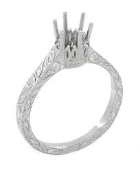 Choose a solitaire if you want a diamond engagement ring with a timeless look, but there are also many other ring settings, which feature smaller diamonds to make up a total of two carats. Art Deco Scroll Filigree 1 2 Ct Platinum Crown Engagement Ring Setting Antique Jewelry Mall