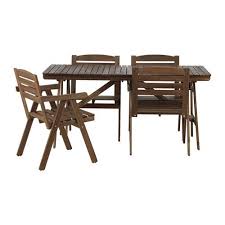 Falholmen Tafel 4 Leunstoelen Buiten Lichtbruin Gelazuurd Grijsbruin Ikea Outdoor Dining Furniture Wooden Outdoor Furniture Ikea Outdoor