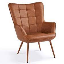 Upgrade your living room style with our modern accent and armchairs. Yaheetech Faux Leather Armchair Pu Leather Arm Chair Accent Chair Contemporary Wingback Chair Living Room Chair Reading Chair For Living Room Bedroom Dining Room Brown Buy Online In Bahamas At Bahamas Desertcart Com Productid