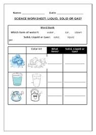 Printable science worksheets for teachers and parents. Science Worksheets Forms Of Water Worksheet Solid Liquid Or Gas
