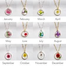 Pressed Birth Flower Pendant Necklace Gold Birthday In 2020 Flower Pendant Necklace Gold Pendant Necklace Flower Pendant
