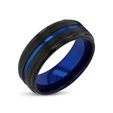 Black And Blue Ring Black Tungsten Wedding Band Blue Tungsten Wedding Ring Anniversary Engagement Black And Blue Ring 8mm Mens Wedding Band Blue And Black Ring Tungsten Wedding Bands Vintage Style Wedding Rings Nature Wedding
