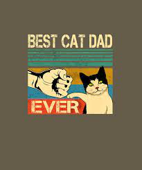 Best Cat Dad Ever Paw Fist Bump Fit Vintage Retro Gift Men Tshirt Digital Art By Felix