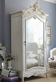 3 Antique French Style Gorgeous White Armoire Pretty Periwinkle Walls And White Furniture Balances The Room Home Home Decor Shabby Chic Dresser