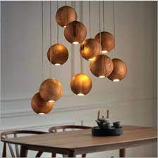 Aliexpress Com Buy 1 7 10 16 Balls Solid Wood Chandelier Modern Nordic Creative Pendant Lam Dining Room Pendant Lamp Wood Pendant Light Wooden Light Fixtures