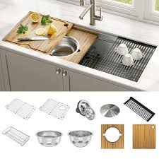 Whether you are looking for undermount kitchen sinks that can mix and match colors, materials, styles, or want kitchen sinks with a unique Kraus Kwu120 45 Kore 2 Tier Workstation 45 Inch Undermount 16 Gauge Single Bowl Stainless Steel Kitchen Sink With