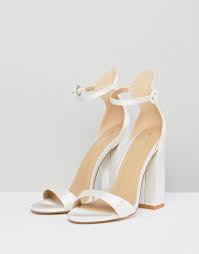 Be Mine Bridal Lauren Ivory Satin Flared Block Heeled Sandals White Womens Wedding Shoes Ivory Bridal Shoes Ivory Wedding Shoes