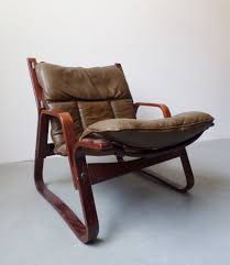 1970s Scandinavian Bentwood Chair With Olive Leather Cushions Accent Chairs Chair Bentwood Chairs