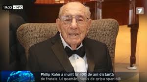 Philip Kahn a murit la 100 de ani distanță de fratele lui geamăn, răpus de  gripa spaniolă