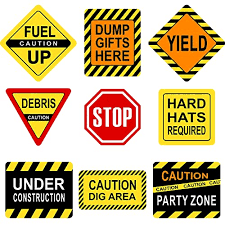 Check spelling or type a new query. Buy Construction Themed Party Decorations 10 11 8 Inch Laminated Caution Traffic Signs Construction Theme Party Signs Paper Cutouts With 40 Glue Point Dots 9 Pieces Construction Signs Online In Indonesia B07mg3n865