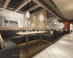 3d Rendering Loft And Luxury Hotel Reception And Cafe Lounge Restaurant Hotel Reception Luxury Hotel Interior Rendering