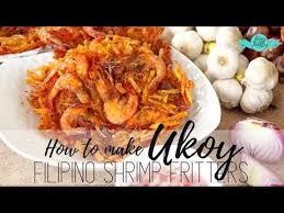Ukoy Is A Filipino Crunchy Shrimp Fritter Enjoyed As Appetizer Or Snack This Easy Ukoy Recipe Uses Sweet Potato In 2020 Shrimp Fritters Recipes Food Network Recipes
