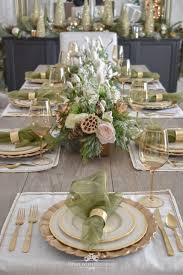 Elegant Green And Gold Christmas Tablescape Home With Holliday Christmas Table Settings Table Setting Decor Christmas Table Decorations
