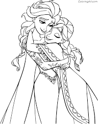 Elsa from frozen 2 free printable coloring page sprinkling a little magic on her little friend. Elsa And Anna Hugging Coloring Pages Coloring Pages Blog Smoke
