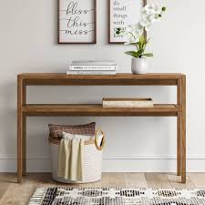 Warwick Narrow Console Table With Shelf Brown Threshold In 2020 Narrow Console Table Console Table Entryway Console Table
