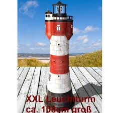 Leuchtturm Roter Sand Led Solar Licht Garten Deko Wetterfest Ca 110cm Nordsee Ebay