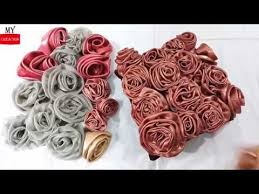 How To Make Fabric Flower And Design Royal Cushion And Baby Frocks Making Fabric Flowers Diy Slippers Fabric Flowers