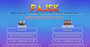Pajsk tentang cara login,cara log masuk,cara key in markah & cara buat semakan markah murid,cara kemaskini (key in) pentaksiran aktiviti jasmani, sukan & kokurikulum ( pajsk ) merupakan satu sistem yang mana merekod aktiviti pelajar dari segi sukan dan kokurikulum. Pengisian Pajsk Online Pajsk Online