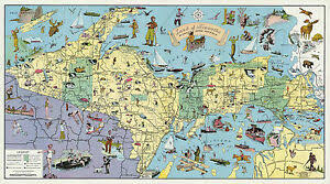 Check spelling or type a new query. Pictorial Map Land Of Hiawatha Michigan S Upper Peninsula Wall Art Poster Decor Ebay