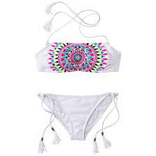 Xhilaration Juniors 2 Piece Swimsuit Multicolor Print Swimwear Cute Bathing Suits Swimsuits