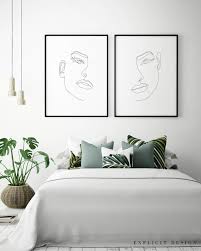 Bedroom Wall Black And White Prints For Bedroom Printable Girl Face Outline Sketch One Line Print Black Etsy Bedroom Prints Bedroom Decor Printable Art Set