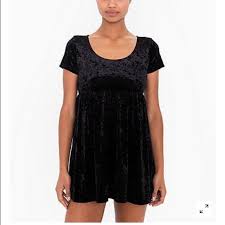 Black American Apparel Velvet Baby Doll Dress American Apparel American Apparel Dress Babydoll Dress
