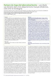 Vous recherchez une location de vacances en département dordogne ? Pdf Facteurs De Risque De Tuberculose Bovine Une Etude Cas Temoins Dans Trois Departments Francais Ardennes Cote D Or Et Dordogne